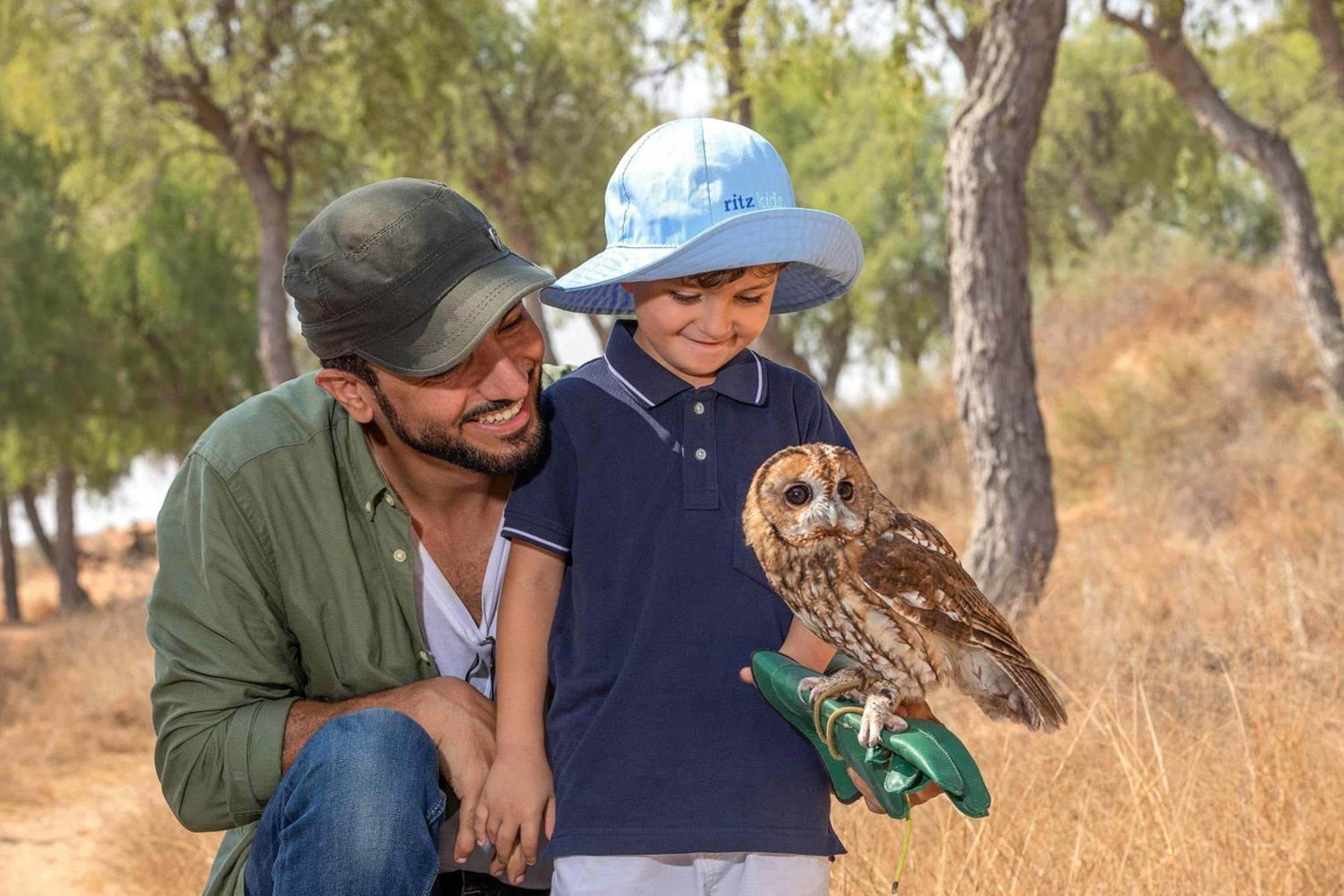 فندق ريتز كارلتون رأس الخيمة,صحراء الوادي المظهر الخارجي الصورة A father and son with a tawny frogmouth